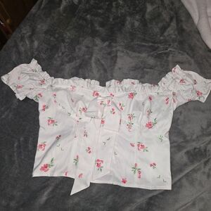 Fashion Nova White Floral Off-Shoulder Blouse